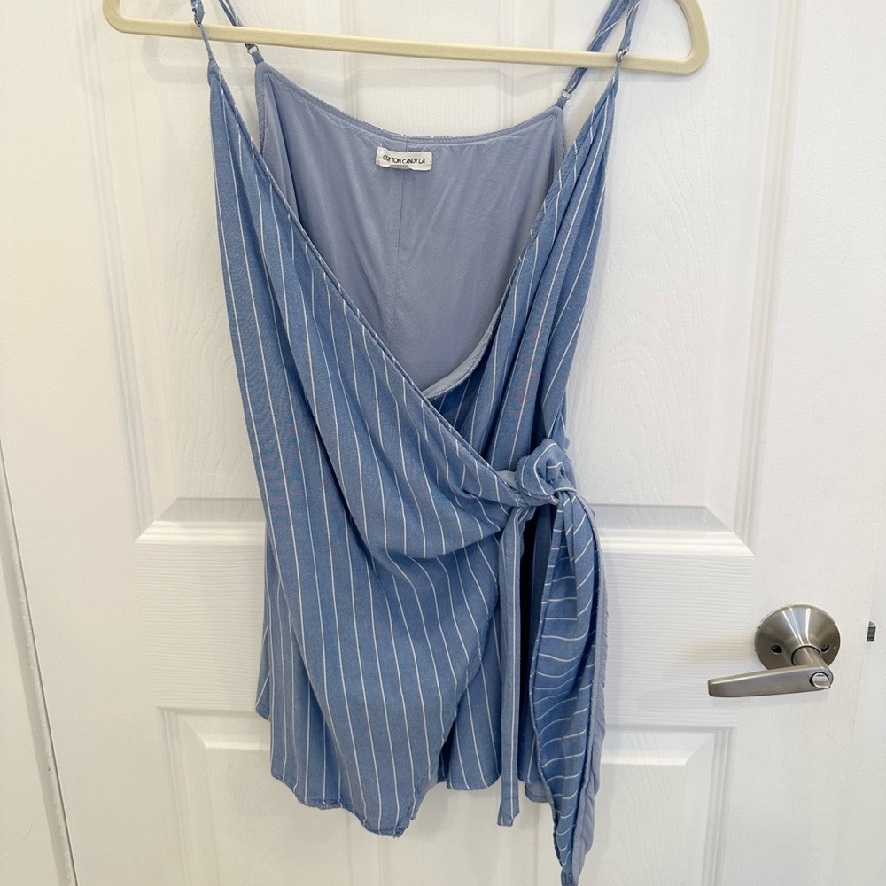 Cotton Candy LA Blue and White Striped Top